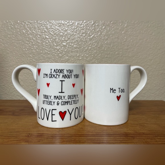 Our Name Is Mud “I Love You” Set of 2 Valentines Day Mugs. - Picture 2 of 12